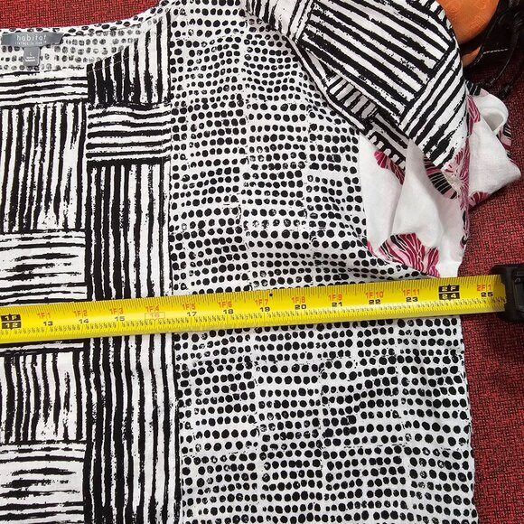 HABITAT Art to Live In Linen Women Top Geometric Print Pullover Large Relaxed - Picture 6 of 9